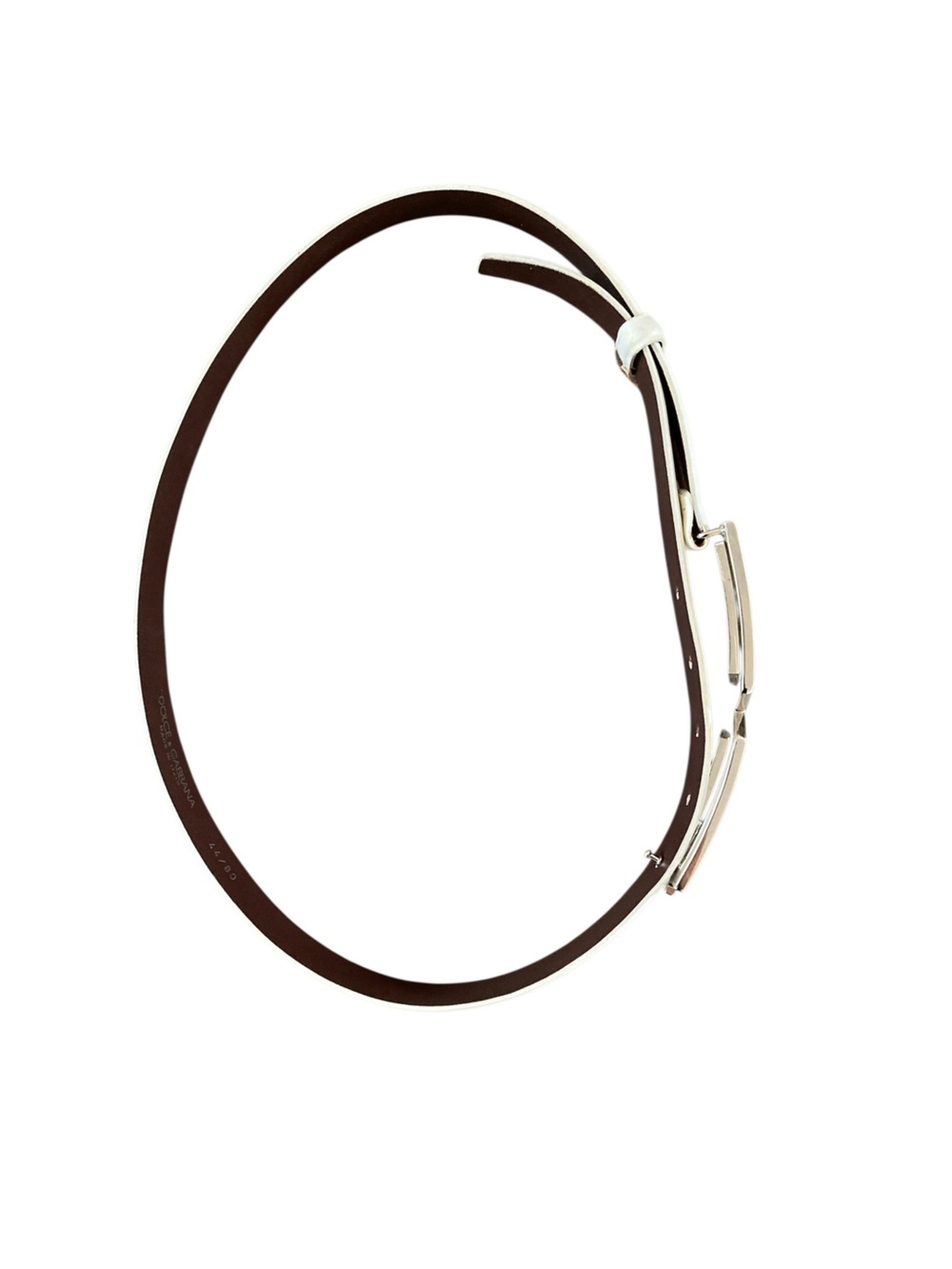 Dolce & Gabbana Ivory Leather Geometric DG Buckle Belt Made in Italy 80cm - Picture 7 of 12